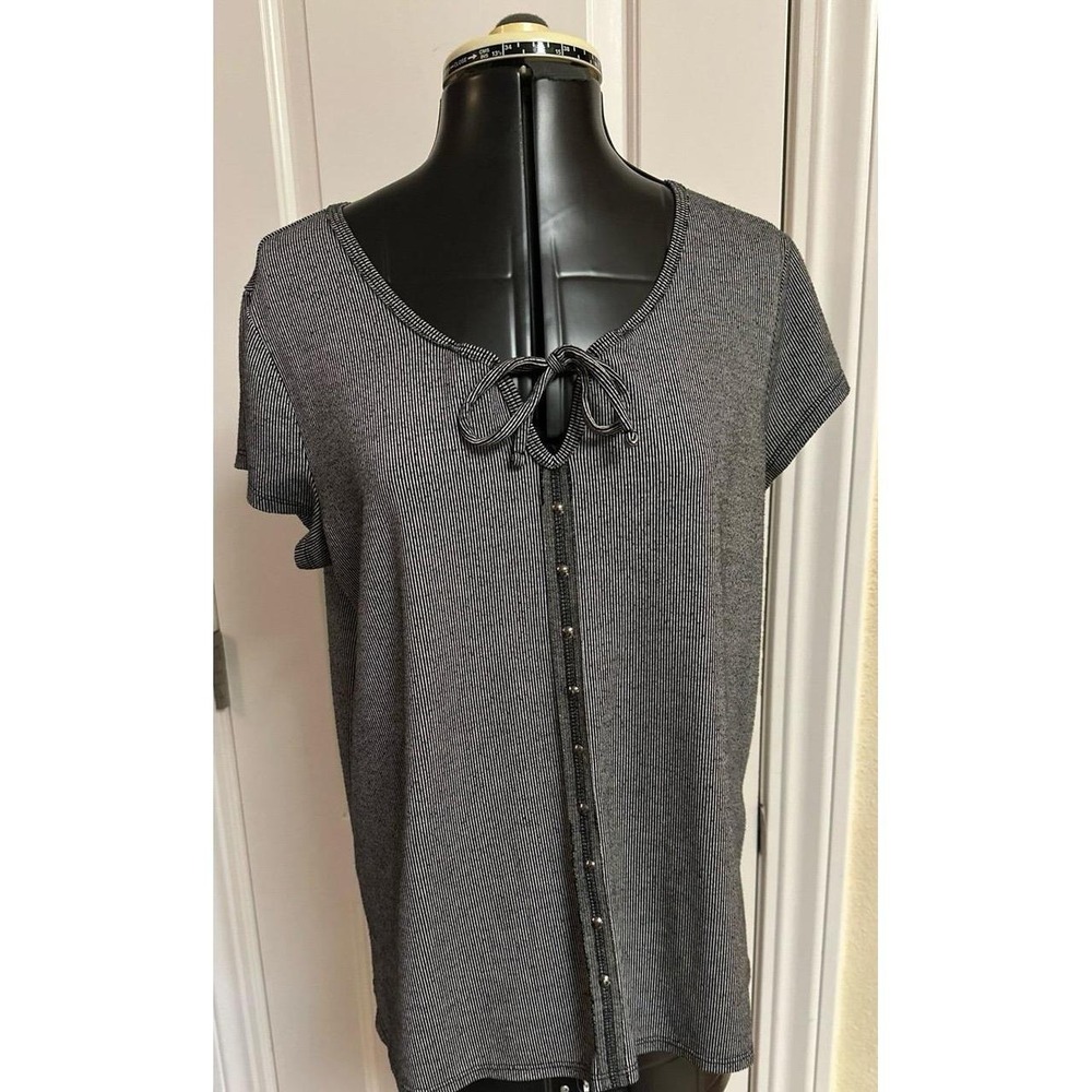 Rock and republic Striped short sleeve shirt,, size medium, black/white